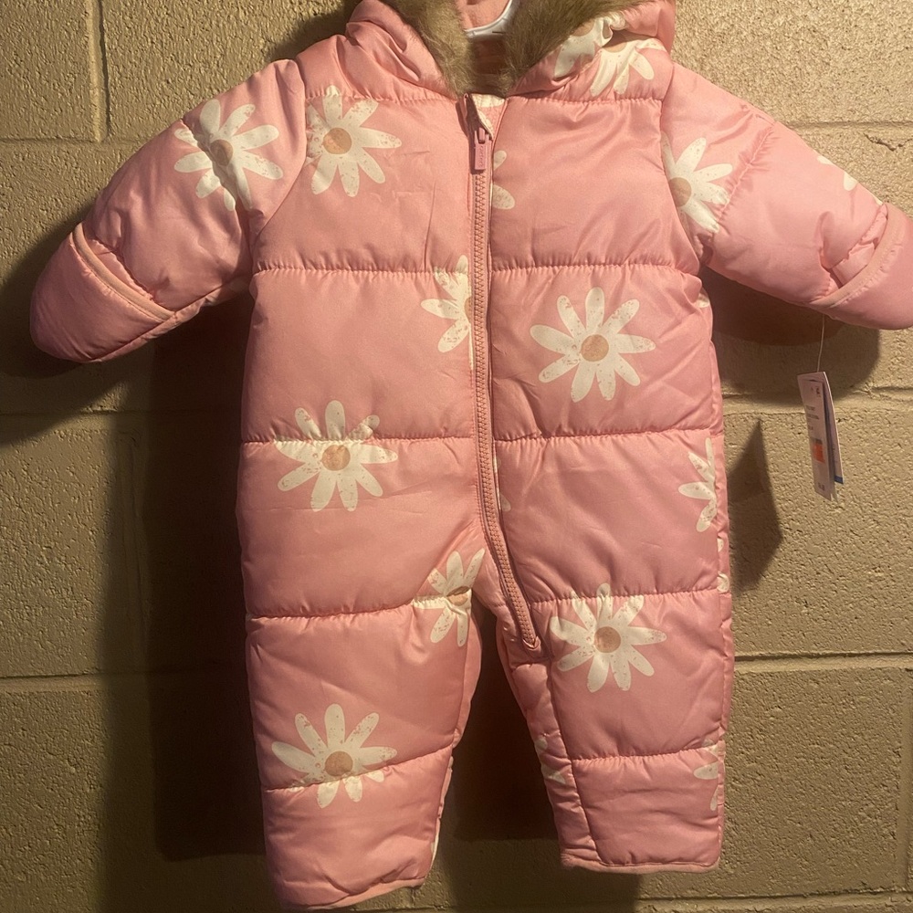 NEW - Carter’s Pink Floral Baby Snowsuit - Size 3m.